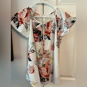 Floral Tie-Front Blouse